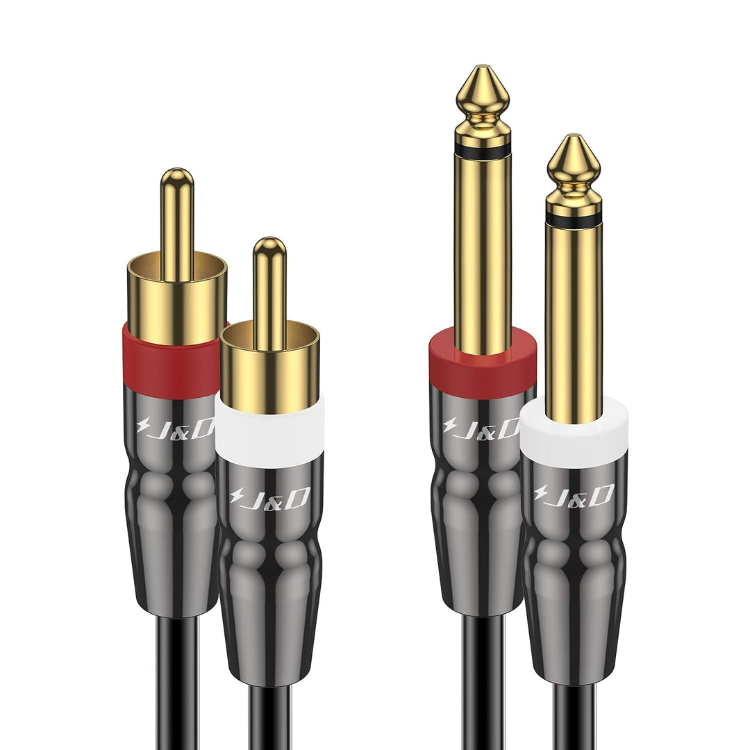 J&D Dual 6,35 mm zu 2RCA Kabel, Heavy Duty 1/4 Männlich auf Cinch Männlich Adapter Stereo Audio Inte