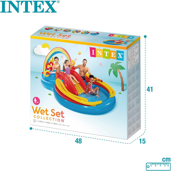 Intex Rainbow Ring Play Center - Kinder Aufstellpool - Planschbecken - 297 x 193 x 135 cm - Für 3+ J