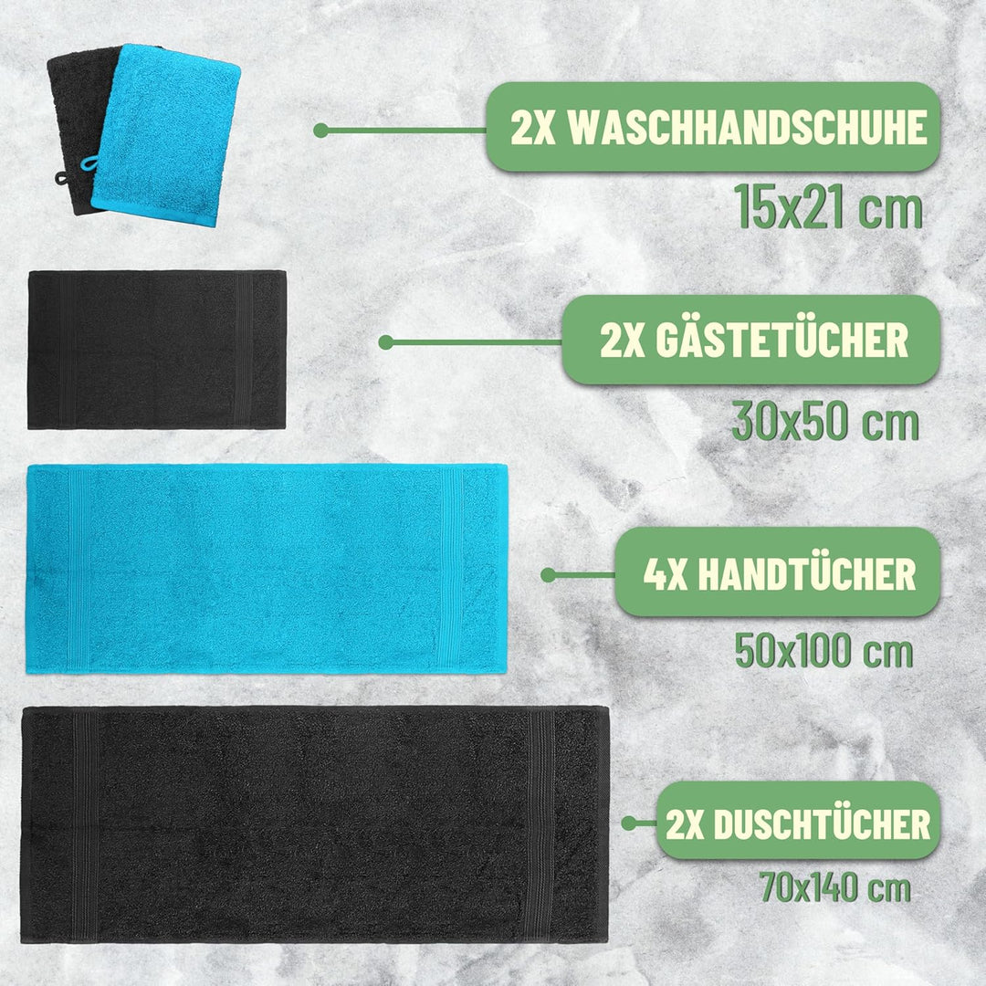 GREEN MARK Textilien 10 TLG. FROTTIER Handtuch-Set mit verschiedenen Grössen 4X Handtücher, 2X Dusch