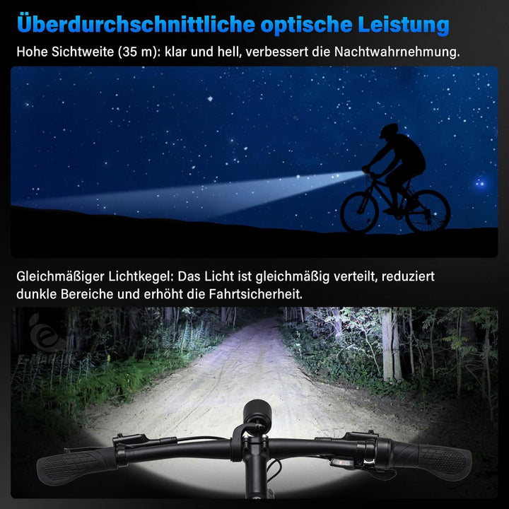 E-Bike LED Fahrradlicht Vorne, 60LUX StVZO Zulassung Frontlicht, Fahrradlicht mit Reflektor, Fahrrad