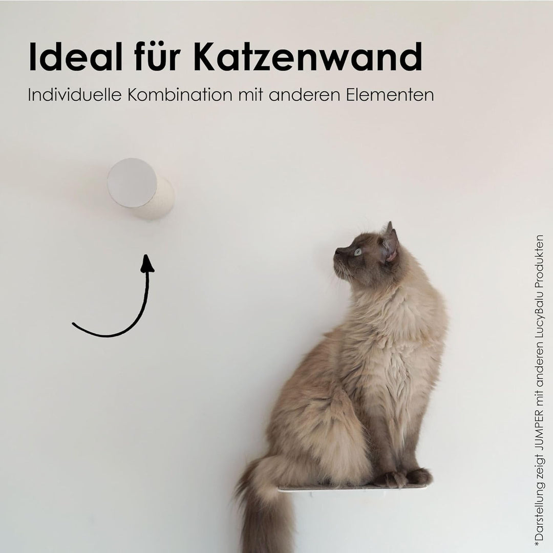 LucyBalu® Jumper LITE Katzen Kratzstamm &amp; Kletterstufe für die Wand | Katzentreppe aus Papierseil fü