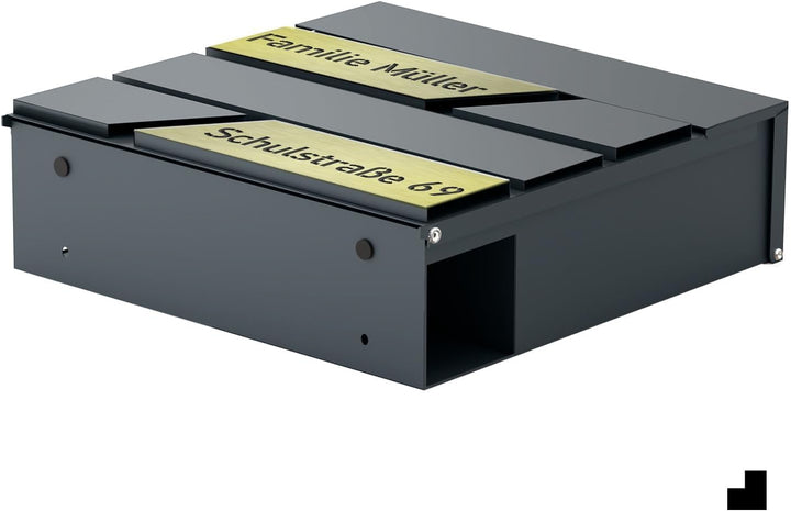 Design Anthrazit Briefkasten mit Hausnummer & Ihre Namen Gravur Personalisiert, Wandbriefkasten mit