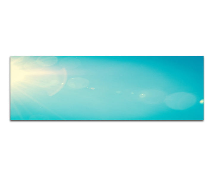 Paul Sinus Art Panoramabild auf Leinwand und Keilrahmen 150x50cm Sommer Himmel Sonnenstrahlen