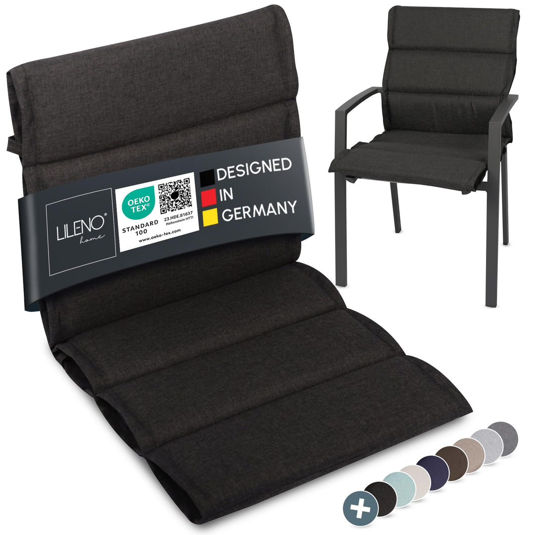 LILENO HOME Gartenstuhl Auflagen als [1er Set - Niedriglehner] in Anthrazit - Bequeme Liegen als Sit