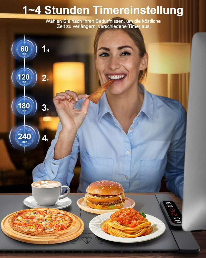 AUTOPkio Warmhalteplatte für Speisen, Speisenwärmer Elektrisch Wärmeplatte Buffetwärmer 4H Timing Au