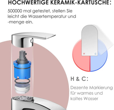 Waschtischarmatur Wasserhahn Bad Waschbeckenarmatur Einhebelmischer Waschtischbatterie Badarmatur Ar