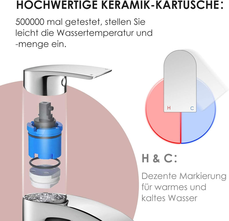 Waschtischarmatur Wasserhahn Bad Waschbeckenarmatur Einhebelmischer Waschtischbatterie Badarmatur Ar