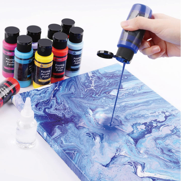 INK LAB Pouring Acrylfarben Set 18 Farben Flüssige Giessfarbe 60ml Flaschen Vorgemischte Acrylfarben