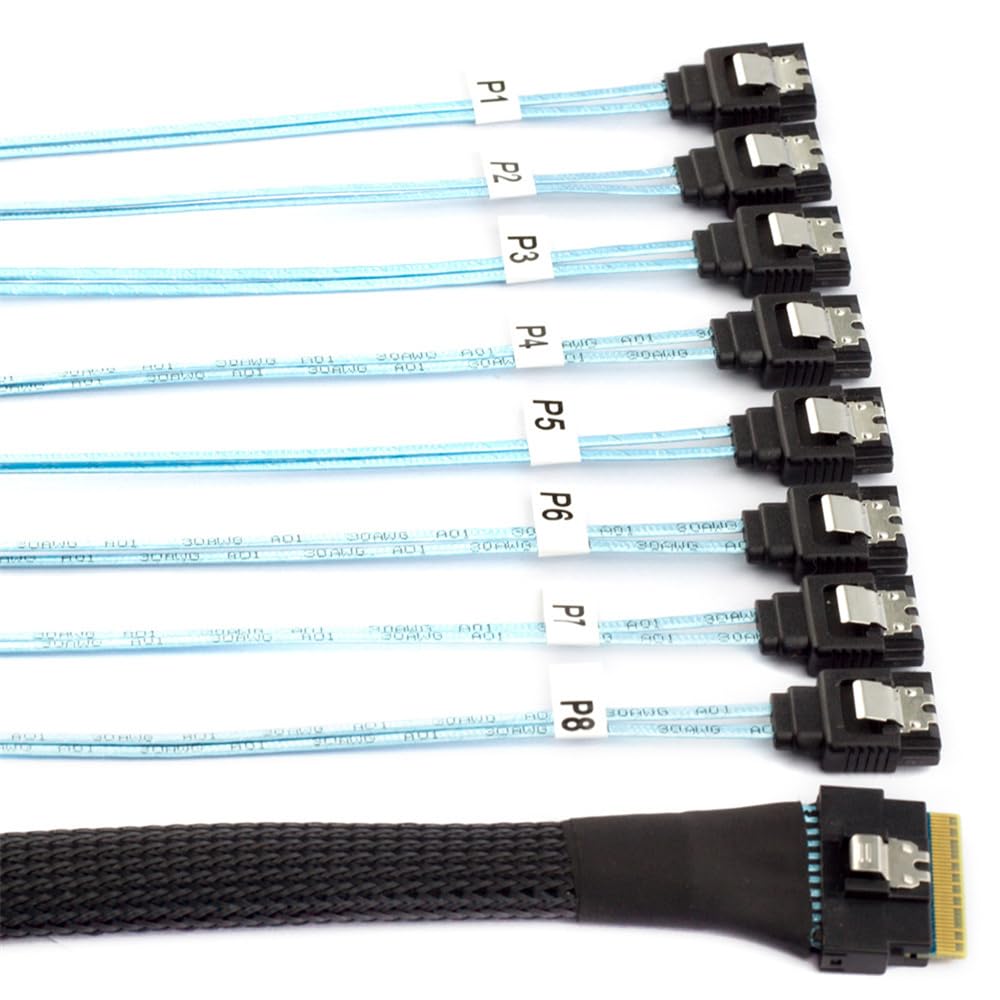 cablecc SAS 4.0 Slimline SFF-8654 8i 74pin Host Raid auf 7pin 8 SATA Zielfestplatten-Fanout-Raid-Kab
