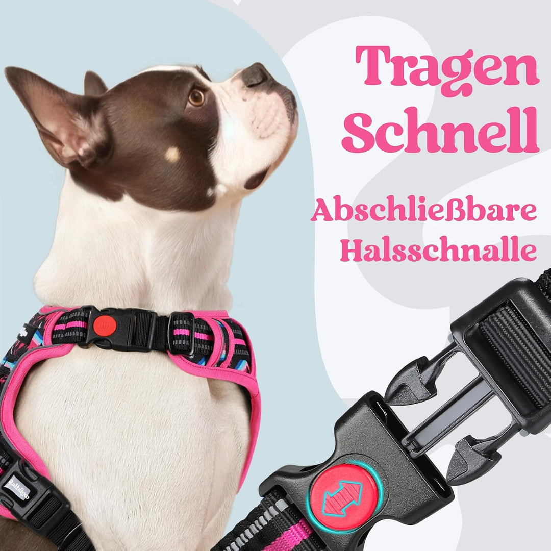 rabbitgoo Hundegeschirr Grosse Hunde Leichtes Anlegen, L, Bergrosa | Anti Zug, Ohne Kopfdurchzug, Ha