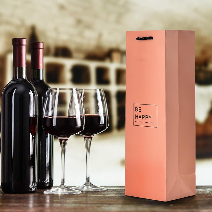 10 Flaschentüten Geschenktüten für Weingeschenke wie Wein Prosecco und Champagner Be Happy Lachs, Be
