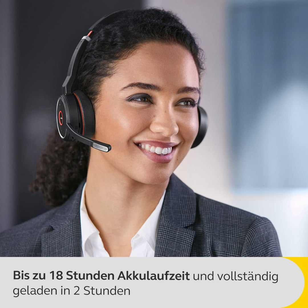 Jabra Evolve 75 SE Schnurloses Stereo-Headset - Bluetooth-Headset mit Mikrofon mit ANC und Ladestati