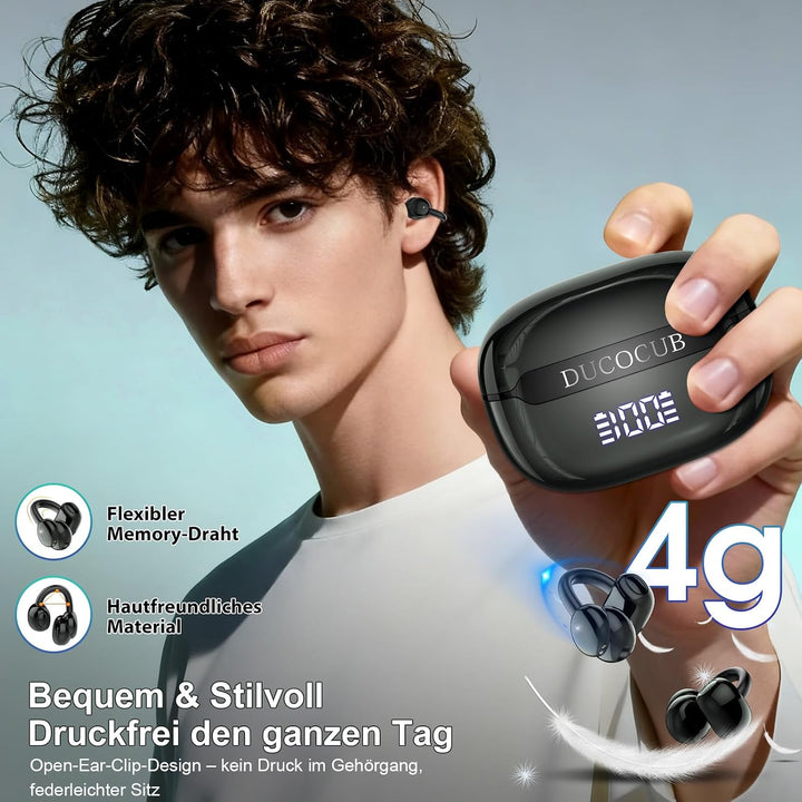 Open Ear Kopfhörer Bluetooth 5.4, Clip On Kopfhörer mit Innovatives Clip-Design, 48Std Spielzeit ohr