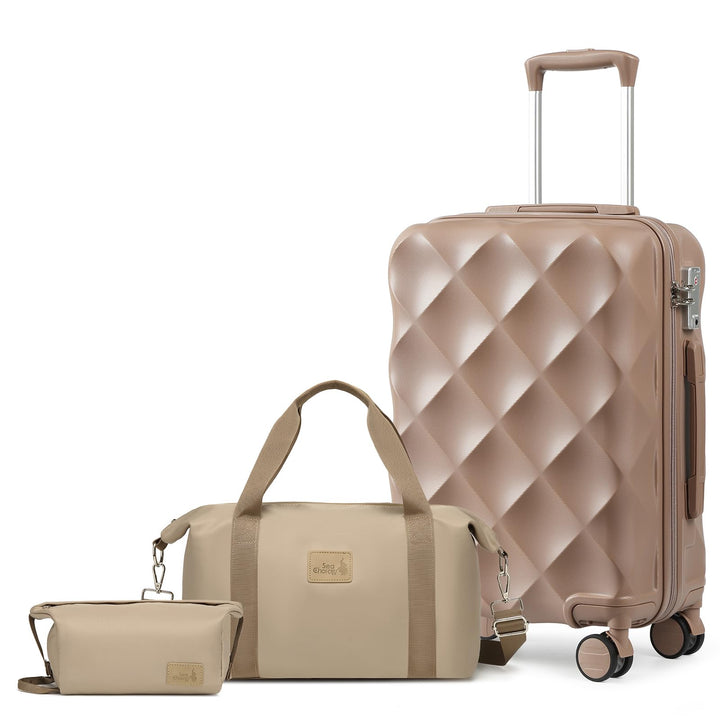 Handgepäck Koffer Trolley ABS Leicht Reisekoffer Hardschale 4 Rollen und TSA Schloss Mit 1 Reisetasc
