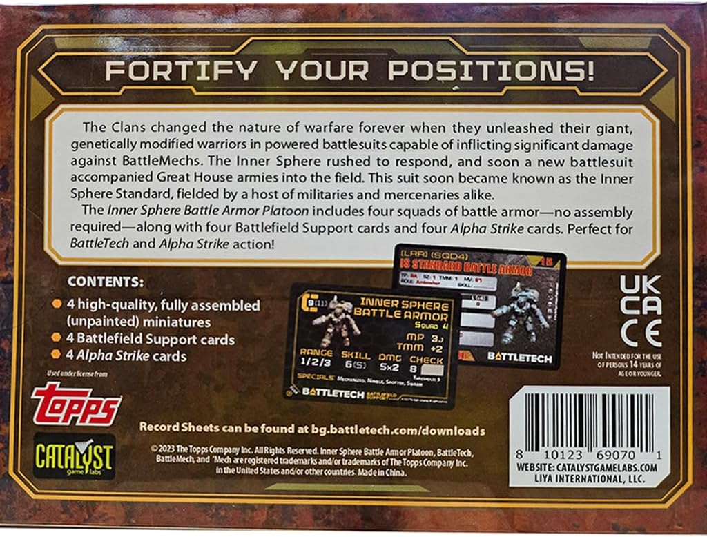 Catalyst Game Labs BattleTech | Miniatures | Inner Sphere Battle Armor Pack | Expansion | Miniature