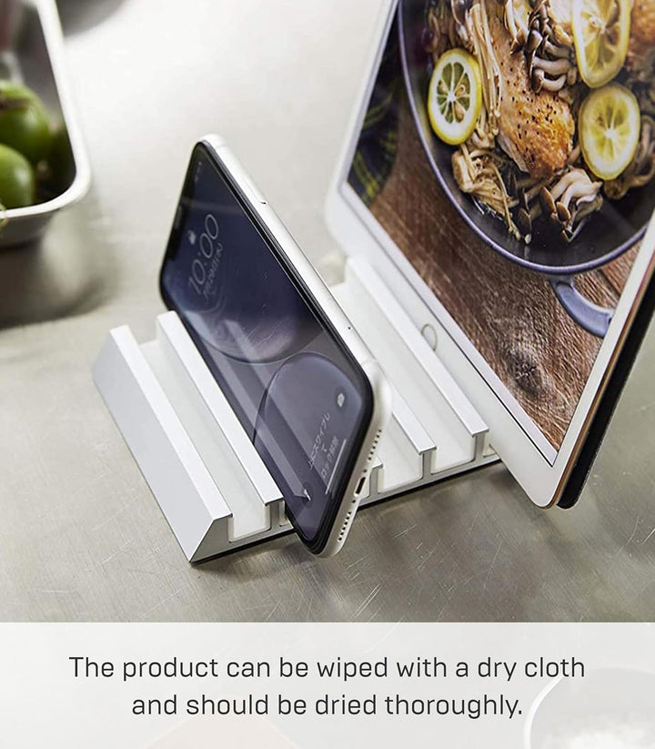 Yamazaki Tower 5274 Tablet-Ständer, Smartphone and Tablet Stand, Weiss, Aluminium/Silikon, 10 x 13 x