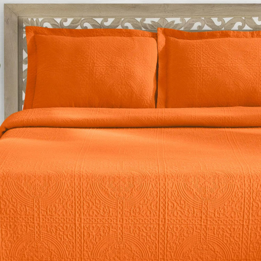 SUPERIOR 100% Baumwolle Fleur de Lis Matelasse Tagesdecke für Doppelbett, Mandarine Twin Mandarin, T