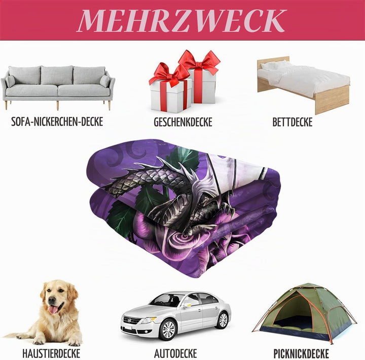 YISUMEI Decke 150x200 cm Kuscheldecken Sanft Flanell Weich Fleecedecke Bettüberwurf Drachen Schönhei
