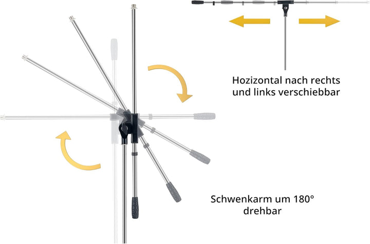 Pronomic Mikrofonständer MS-25C Pro - Dreibeinig mit Gummifüssen - Galgen in Länge und Neigung verst
