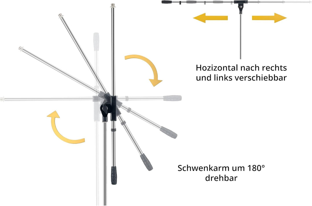 Pronomic Mikrofonständer MS-25C Pro - Dreibeinig mit Gummifüssen - Galgen in Länge und Neigung verst