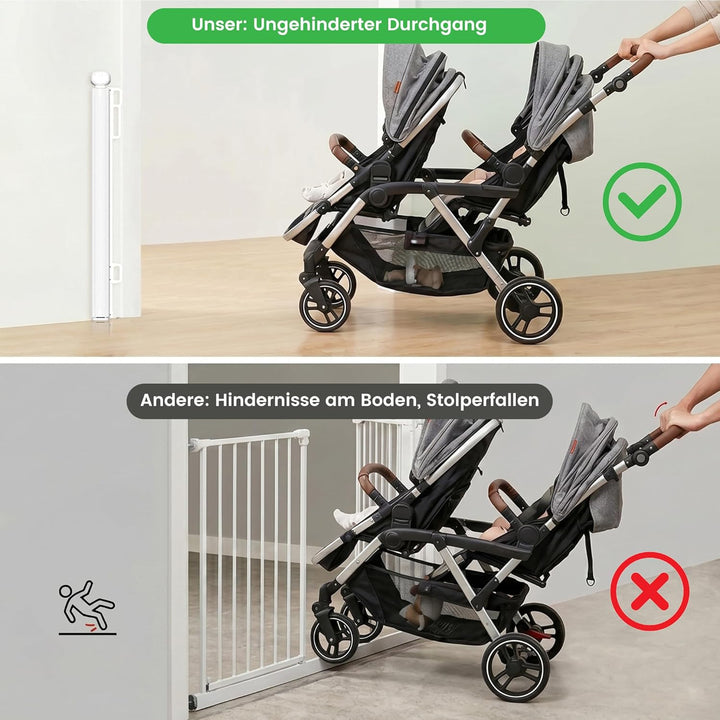 Treppenschutzgitter Ausziehbar 0-140 cm, Baby Absperrgitter Kinderschutzgitter, Türschutzgitter für