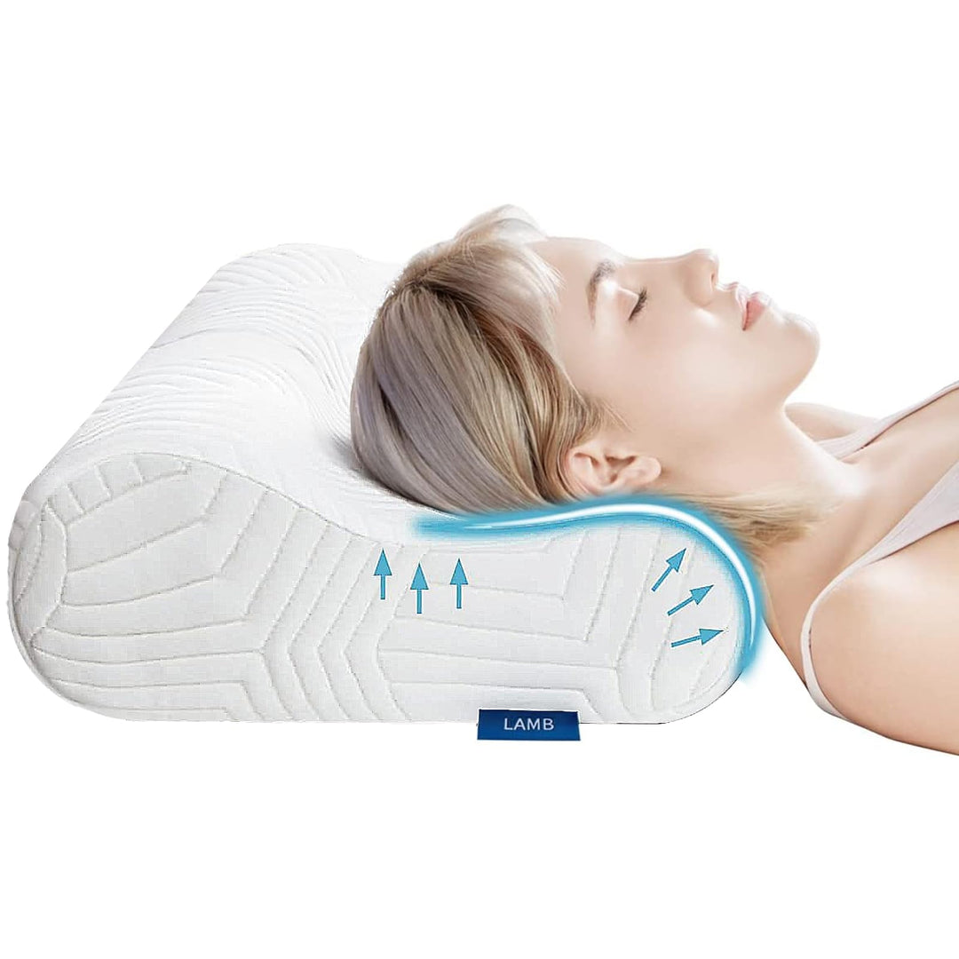 LAMB Nackenkissen Kopfkissen, Höheneinstellbares Memory Foam Nackenstützkissen Seitenschläferkissen,