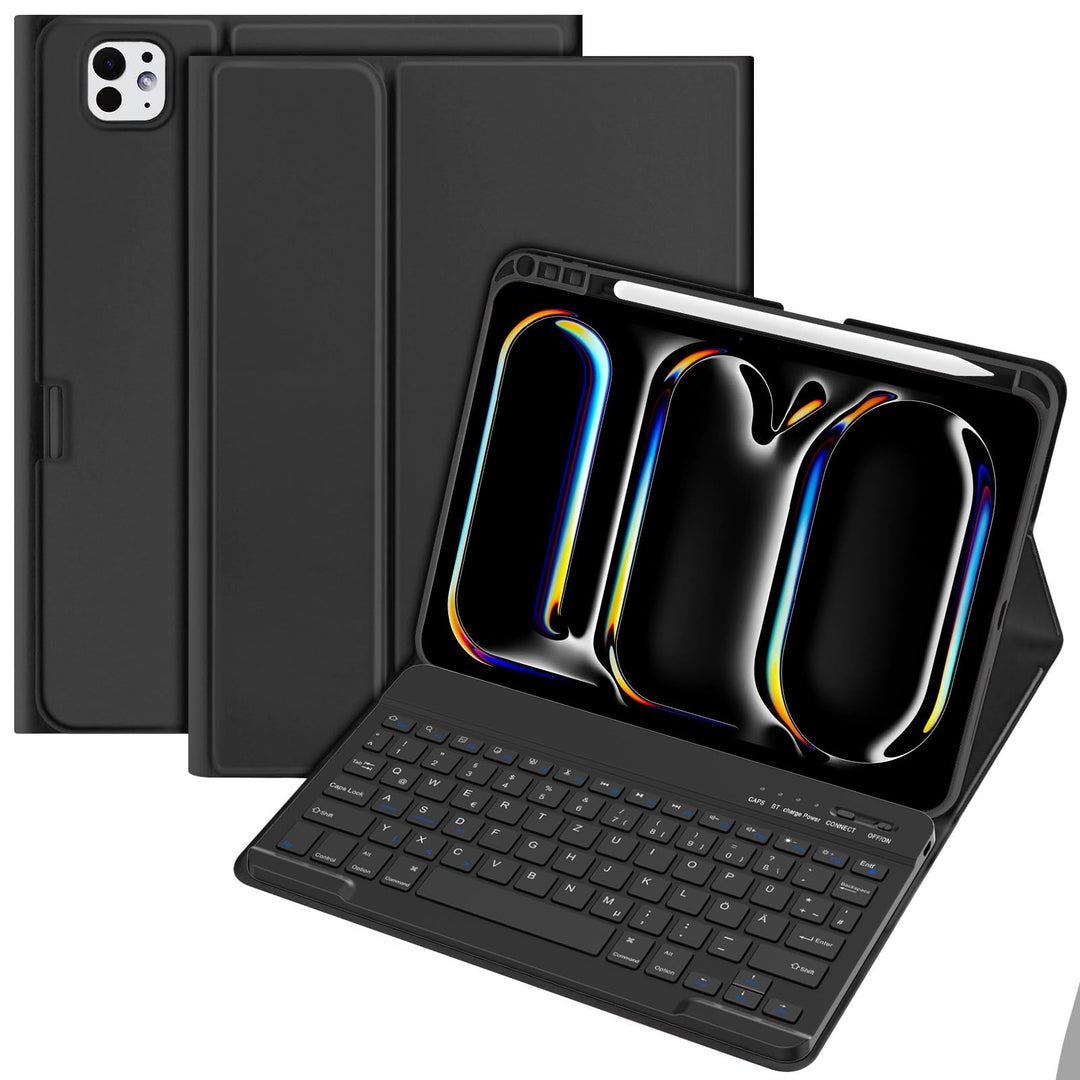KBCASE Tastatur Hülle für iPad Pro 11 Zoll M4 2024 Hülle mit Deutsche Bluetooth Tastatur mit Bleisti