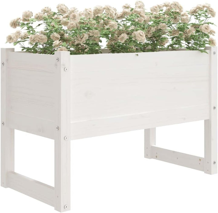 homiuse Pflanzkübel Weiss 78x40x52 cm Massivholz KieferHochbeet Blumentopf Gross PflanzküBel Gross A