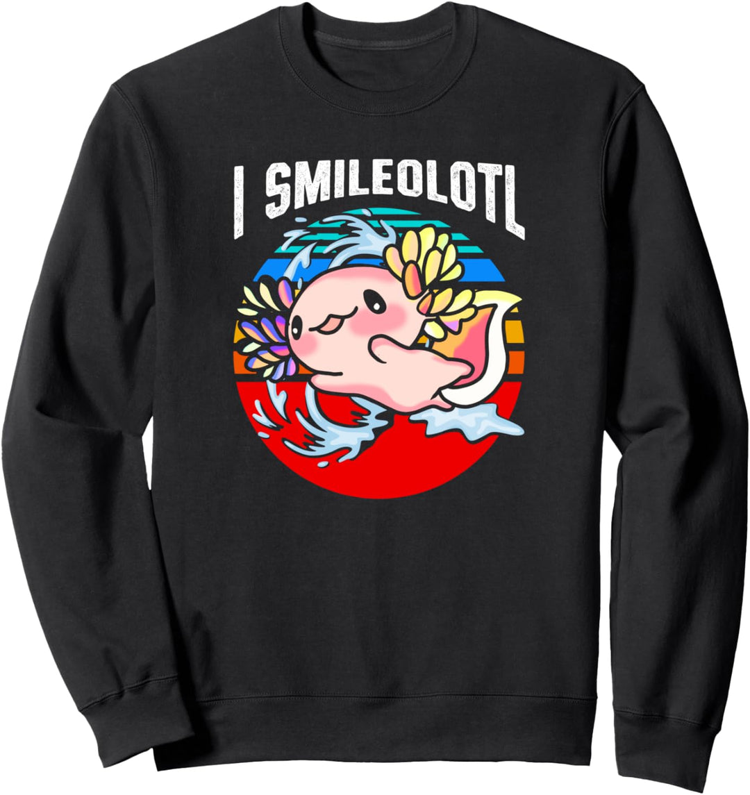 Axolotl LächelnLotl Kawaii Niedlich Lustig Lächelnd Sweatshirt