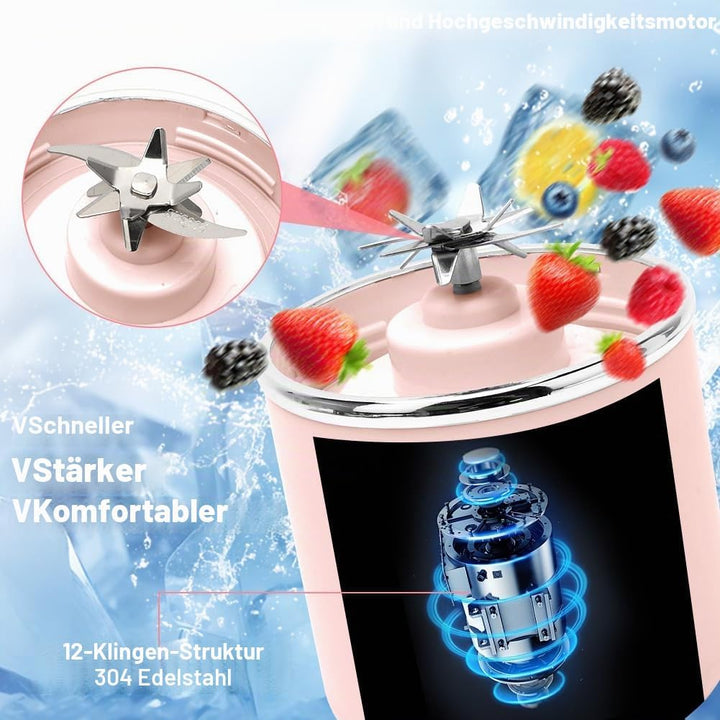 Tragbarer Mixer, 700 ml kleiner Mixer Smoothie, Mini-Standmixer mit 12 Edelstahlklingen und Digitala