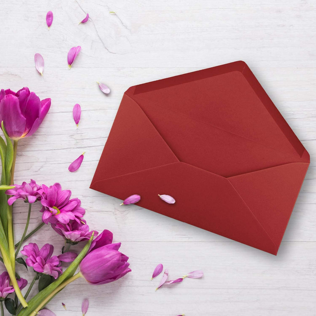 250 Brief-Umschläge Dunkel-Rot DIN Lang - 110 x 220 mm (11 x 22 cm) - Nassklebung ohne Fenster - Ide