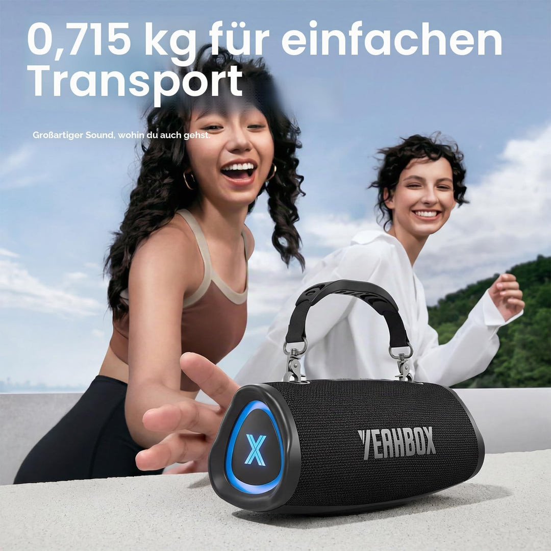 YEAHBOX Sonic Boom POP Bluetooth-Lautsprecher, 50W 1.1-Kanal-Basssystem, Racetrack-Woofers + 31mm Si