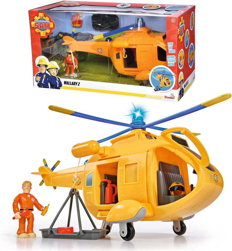 SIMBA - Feuerwehrmann Sam Helikopter Wallaby II, 34 cm, mit Actionfigur, ab 3 Jahren