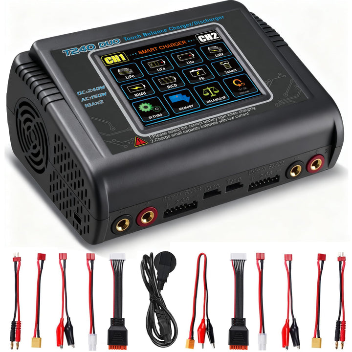 HTRC T240 DUO RC Balance Ladegerät/Entlader für Lilon LiPo LiFe LiHV NiCd NiMH PB Smart Batterie Dua