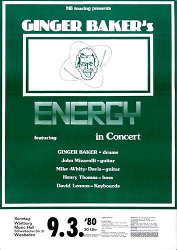 Ginger Baker - Energy, Wiesbaden 1980 » Konzertplakat/Premium Poster | Live Konzert Veranstaltung |