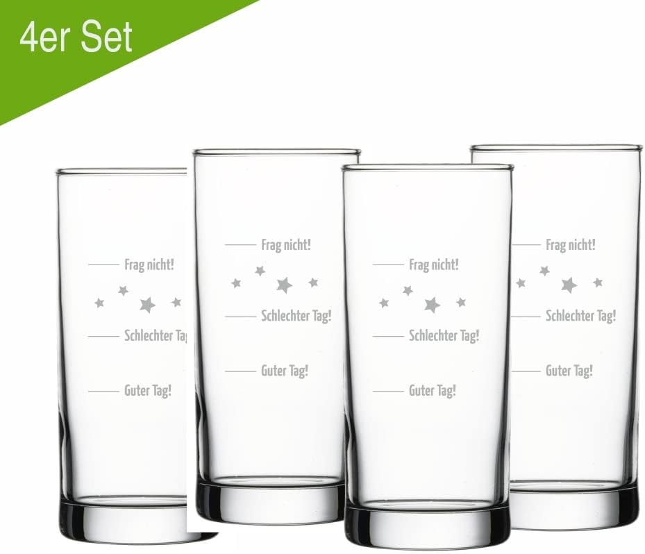 4you DESIGN 4-er Set Gin-Gläser | Guter Tag! Schlechter Tag! | Geschenkidee für Männer und Frauen |