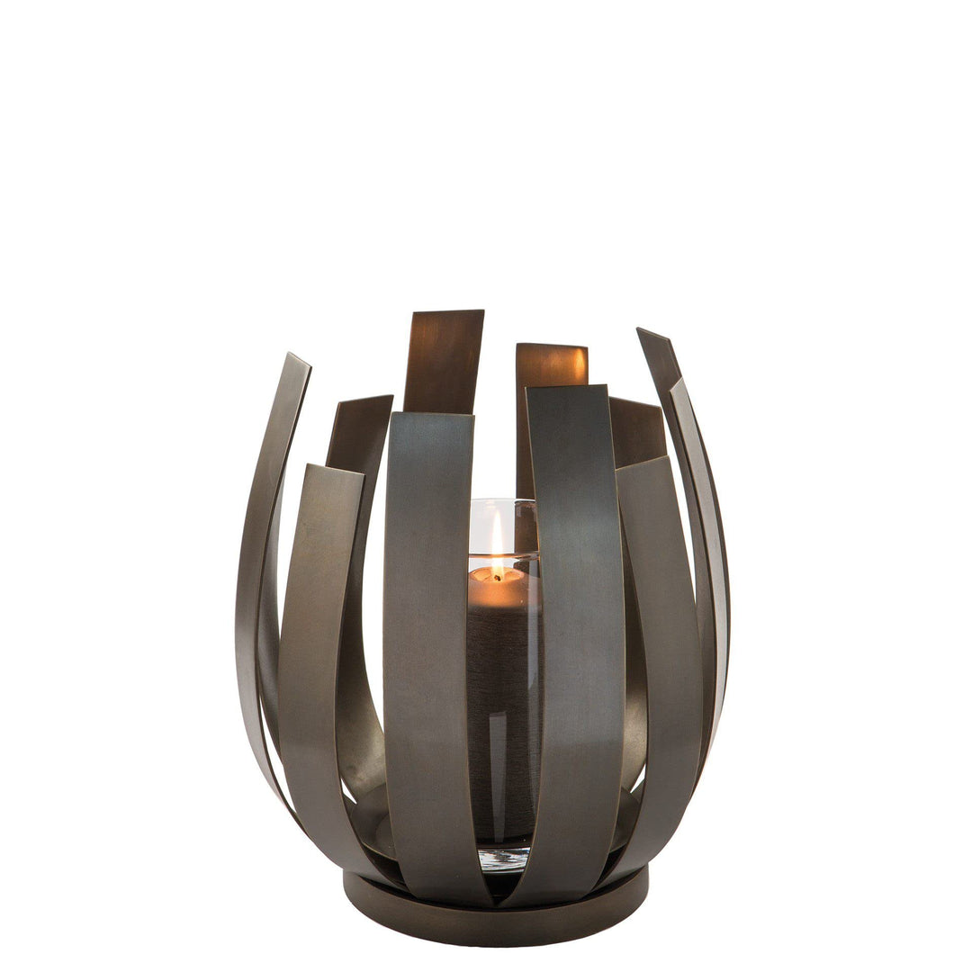 Windlicht Orfea, 28x30cm, mit Glas, Edelstahl, antik bronzefarben, von Fink