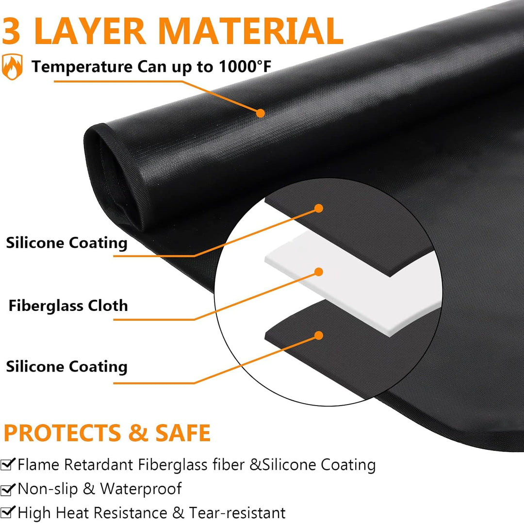 ROCKY&CHAO Feuerfeste Unterlage 152 * 107cm Feuerschutzmatte 3 Schicht Feuerresistent Grillmatte, Gl