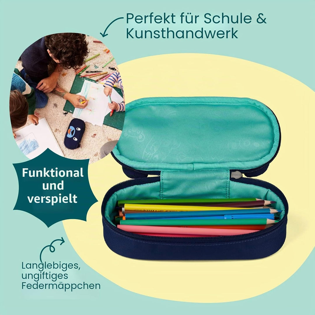 Affenzahn Stiftemäppchen für den Kindergarten, Federmäppchen für Kinder mit Tiermotiv und Ziehzunge