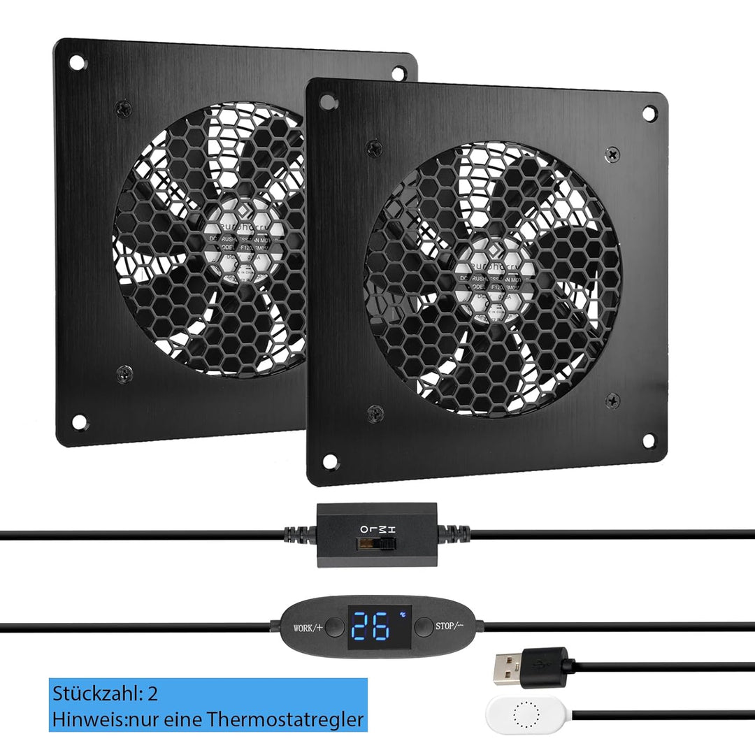 USB-Lüfter 120MM, Digitalanzeige temperaturgesteuertes | leises Lüftersystem, 5V-Lüfter mit modernem