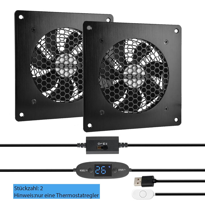 USB-Lüfter 120MM, Digitalanzeige temperaturgesteuertes | leises Lüftersystem, 5V-Lüfter mit modernem