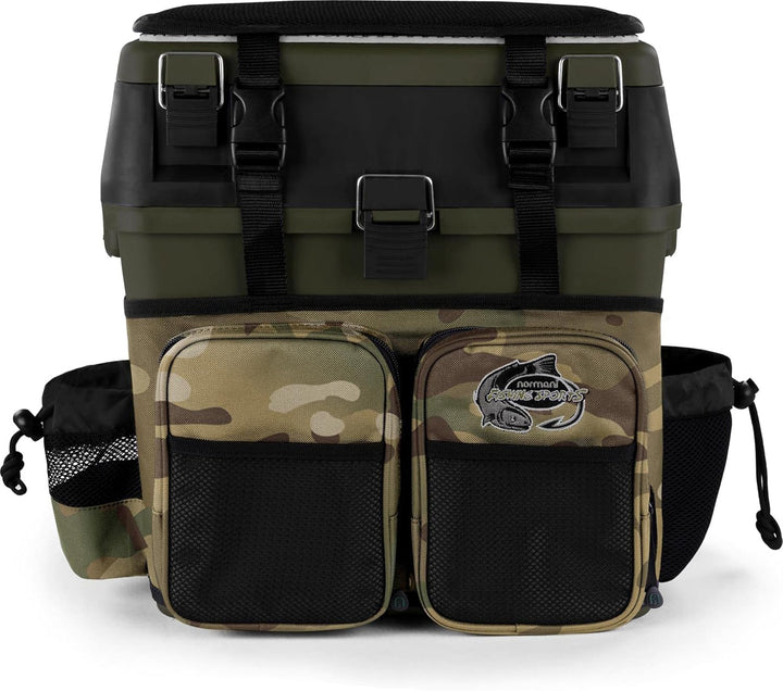 Sitzkiepe Angelbox Angel-Sitzbox Angelrucksack Angeltasche Angelkoffer Angler-Gerätekasten mit 4 Tac
