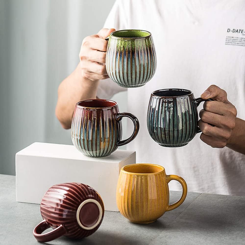 Saumo 5er Set 480 ml Hochwertige Handgefertigte Kaffeetassen aus Porzellan, Kaffee - Tasse in Modern