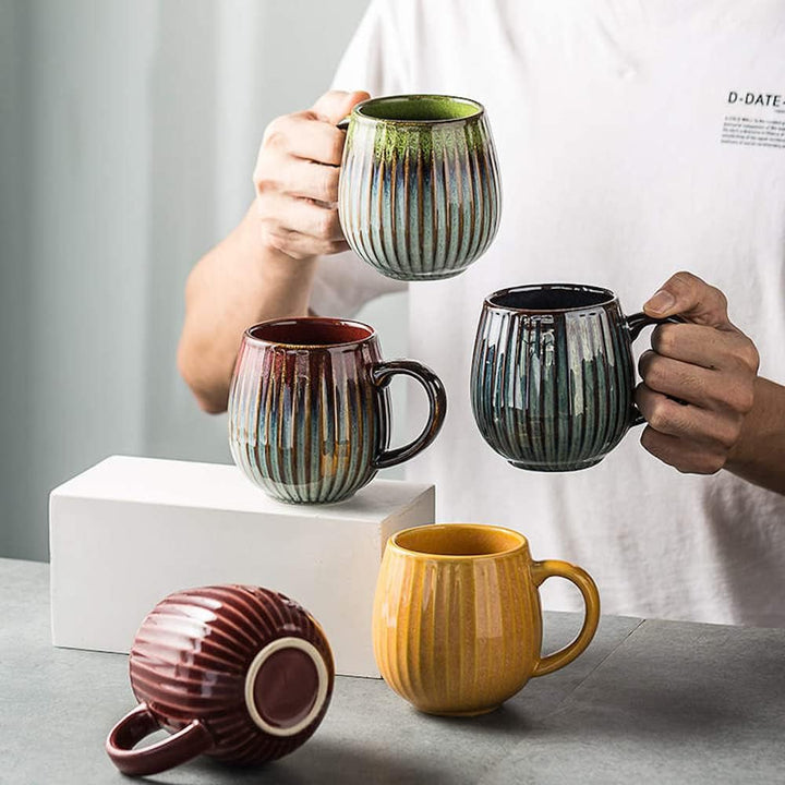 Saumo 5er Set 480 ml Hochwertige Handgefertigte Kaffeetassen aus Porzellan, Kaffee - Tasse in Modern