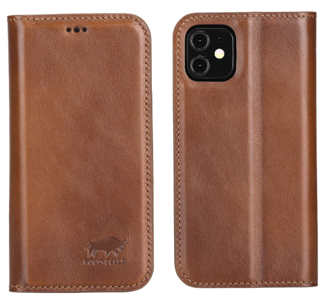 Solo Pelle aufklappbare Lederhülle kompatibel für iPhone 12 Mini in 5.4 Zoll inkl. 1 Kartenfach für