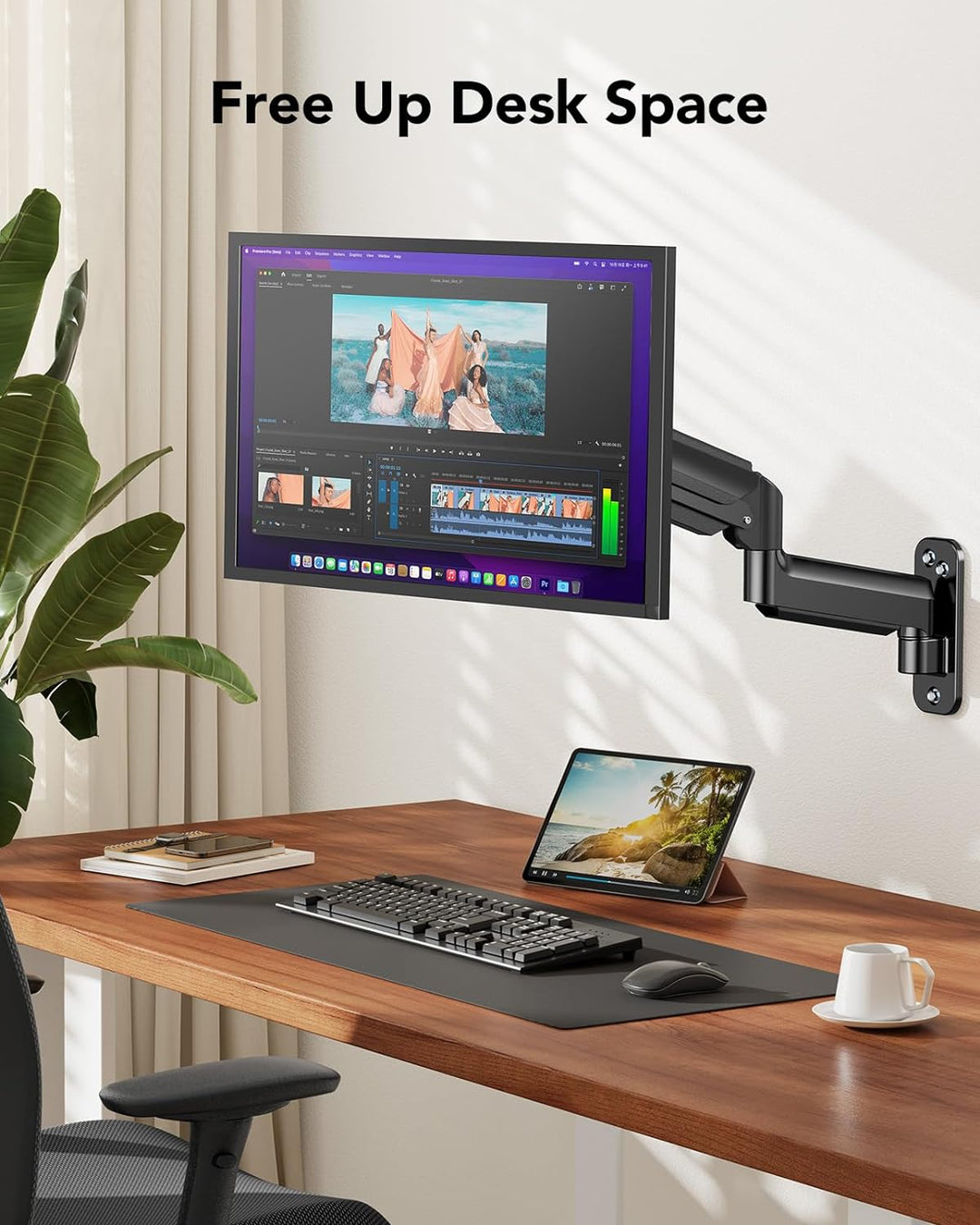 HUANUO Monitor Wandhalterung für 24-35 Zoll LED/LCD/TV Bildschirm, Monitor Halterung Wand mit VESA-E