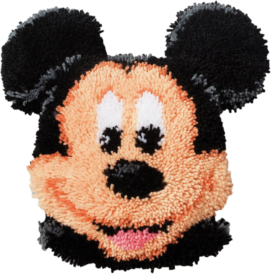 Vervaco Formkissen Mickey Mouse Knüpfpackung zum Selbstknüpfen eines Kissens, Stramin, weiss, 37 x 3