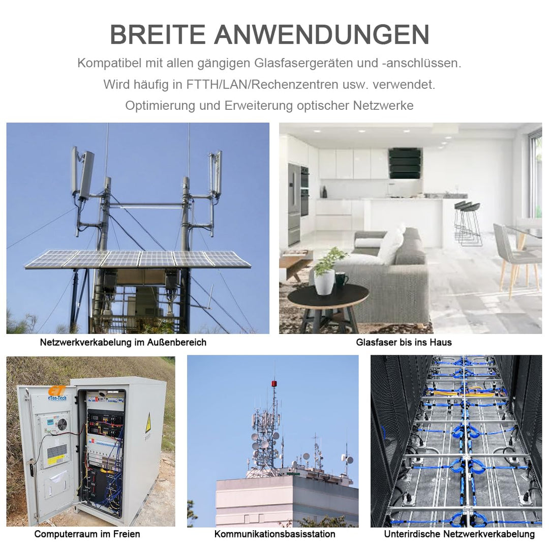 10m Gepanzerte Glasfaser-Kabel OM3 LC auf LC Duplex Multimode, LWL-Kabel für den Innen- und Aussenbe