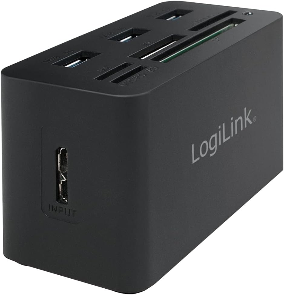 LogiLink CR0042 USB 3.0 Hub mit All-in-One Card Reader (Micro SD / SD / MS / M2 / CF) Schwarz Single