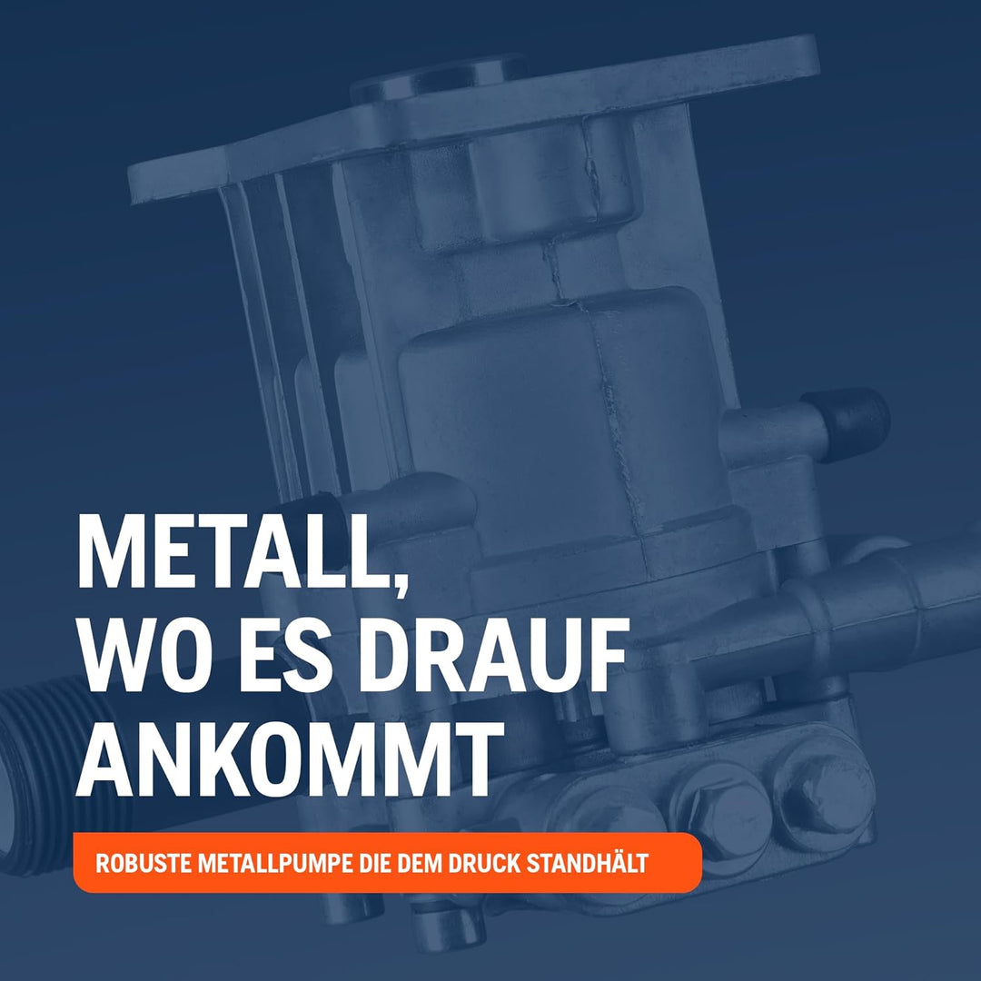 Husqvarna PW 130 Hochdruckreiniger – 130 Bar, 465L/h Durchflussmenge, Metallpumpe, 6 m Schlauch, Sch